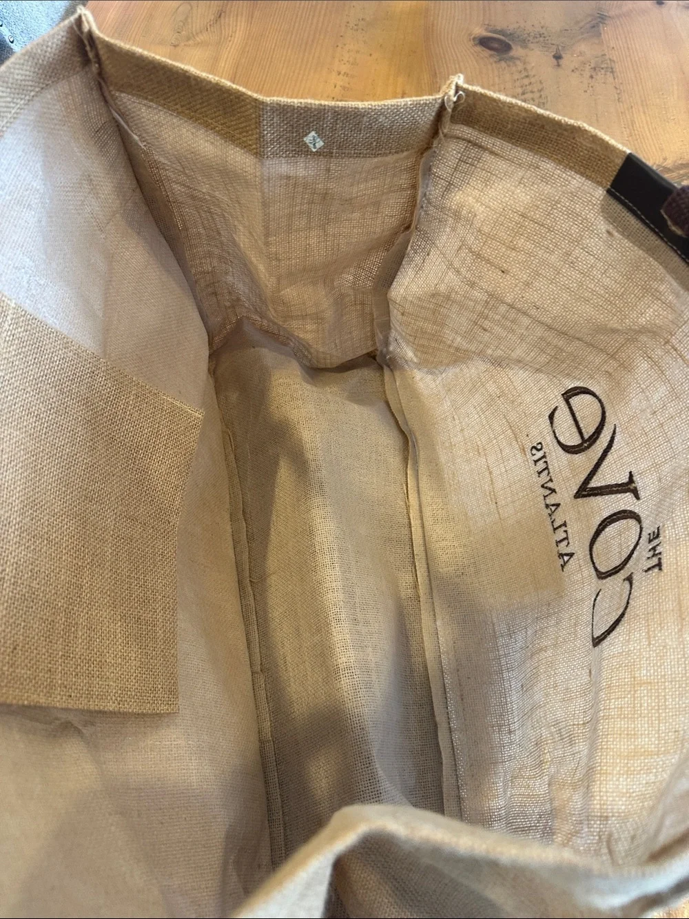 Brown Jute Tote Bag with Dark Brown Handles